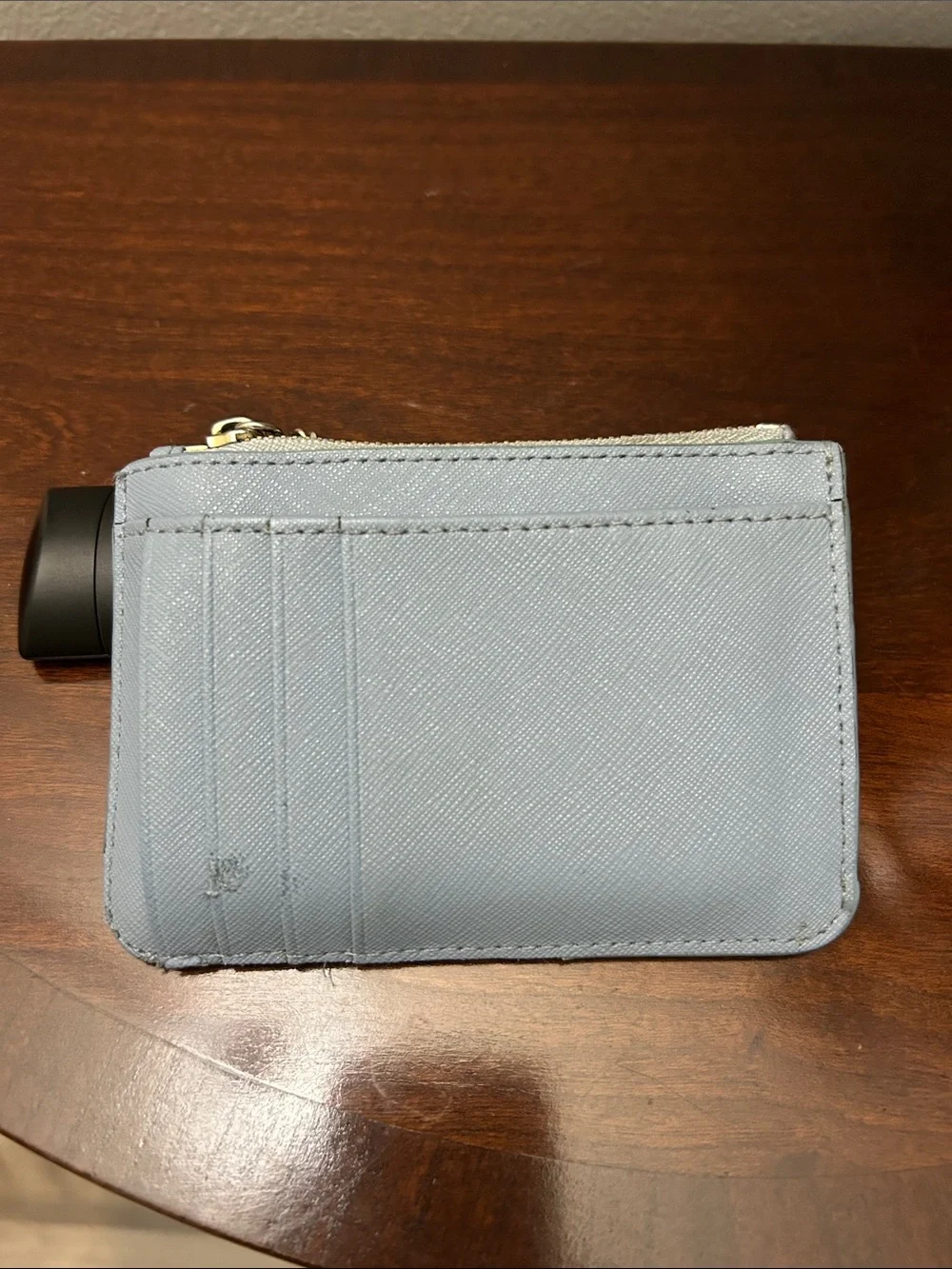 kate spade Light Blue Saffiano Zip Card Holder